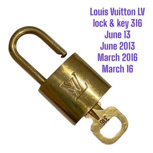 #316 LV lock key March 16 Louis Vuitton gold tone brass Anniversary Birthday